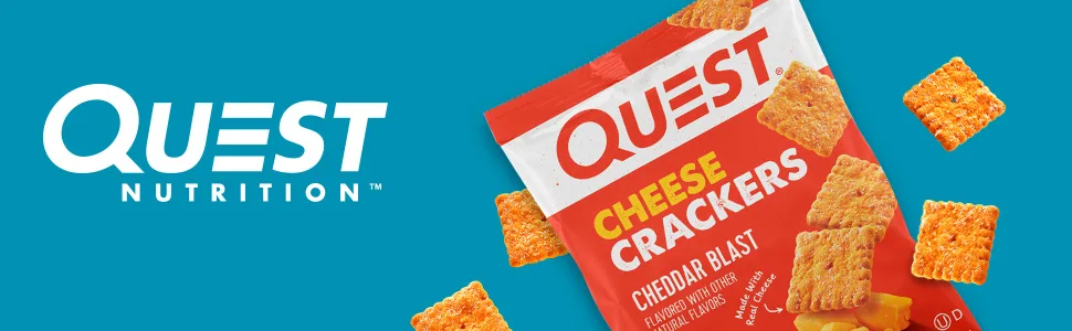 Quest Nutrition Cheese Crackers Cheddar Blast High Protein Low Carb Made with Real Cheese 12 Count (1.06 oz bags) - Quest Cheese Crackers