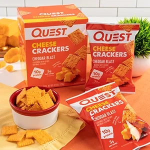 Quest Nutrition Cheese Crackers Cheddar Blast High Protein Low Carb Made with Real Cheese 12 Count (1.06 oz bags) - Quest uses quality ingredients