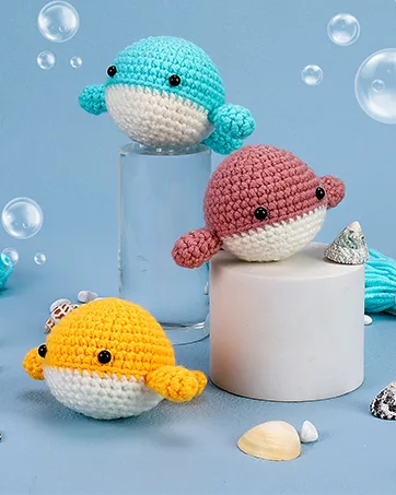 Karsspor 3 PCS Cute Whales Beginner Crochet Kit Starter Pack for Adults and Kids Crochet Kit Includes Complete Material Pack Step-by-Step Instruction and Video Tutorials - crochet kit