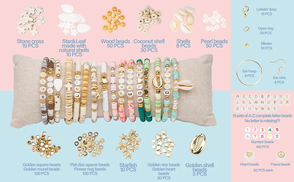 Deinduser Clay Beads 7200 Pcs 2 Boxes Bracelet Making Kit - 24 Colors Polymer Clay Beads for Bracelet Making - Jewelry Making kit with Gift Pack for Adults - Heishi Disc Beads - clay beads kit