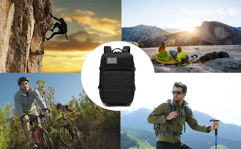 45L Military Tactical Backpack Createy Large Army 3 Day Assault Pack Molle Bag Black - Military Tactical Backpack Large