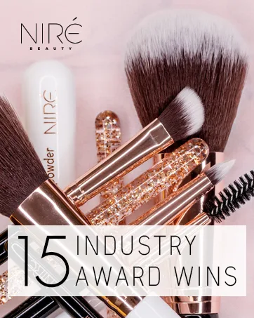 Nir Beauty 15piece Award Winning Professional Makeup Brush Set: Vegan Makeup Brushes with Case Makeup Sponge Brush Cleaner Guide Gift Box Black & Rose Gold - Nire Beauty