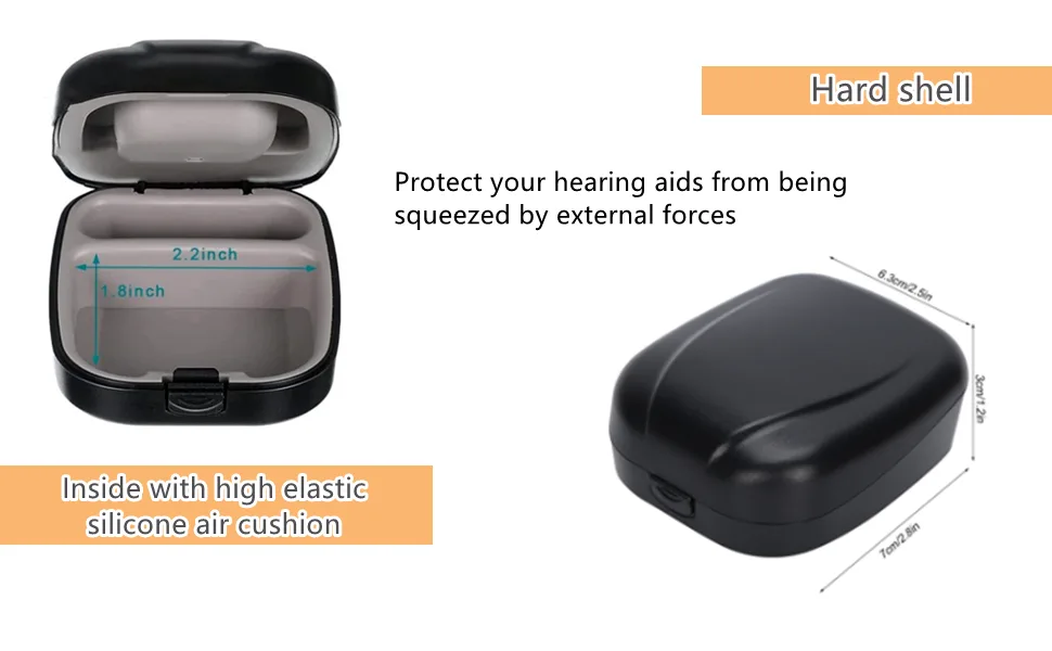 Hearing Aid Case Portable Drop Resistance Hearing Aid Storage Box Portable Hearing Aid Box Hearing Aid Protective Box for Store Hearing Aids(black) - product information 5