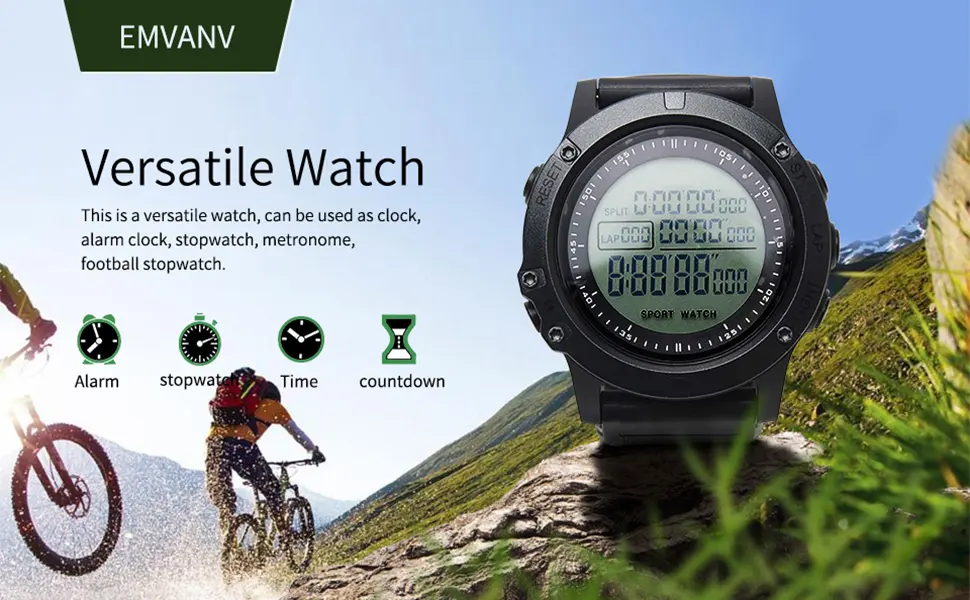 EMVANV Referee Timer Countdown Soccer Stopwatch Match Game Digital Referee Watch for Sports Game (Black) - versatile watch can be used as clock, alarm clock, stop watch, metronome, stopwatch