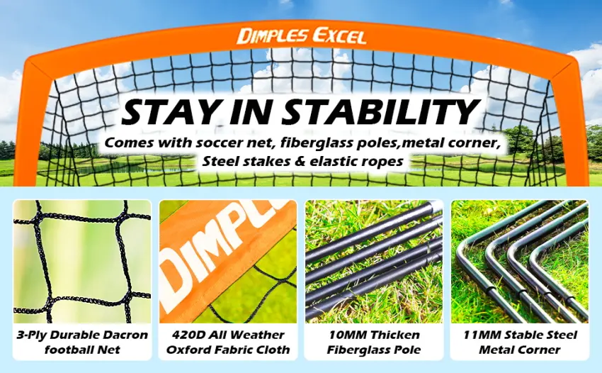 Dimples Excel Soccer Goal Soccer Net for Kids Backyard 1 Pack 5' x 3'6" - soccer goal