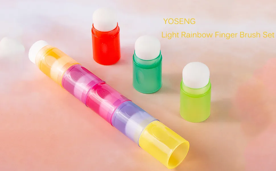 Yoseng Soft Bristle Finger Ink Blending Brushes Daubers for Painting Drawing Ink Card Making Commodities for Finger Painting with Crafter Color Coded Handles Ink Blending Tool(2 Pack) Light Color - Product color display