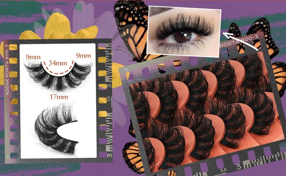 Mink Lashes Fluffy False Eyelashes 20mm Full Wispy Lashes 8D Volume Curly Fake Eyelashes 7 Pairs Multipack by TOOCHUNAG 01 DD FLUFFY - lashes