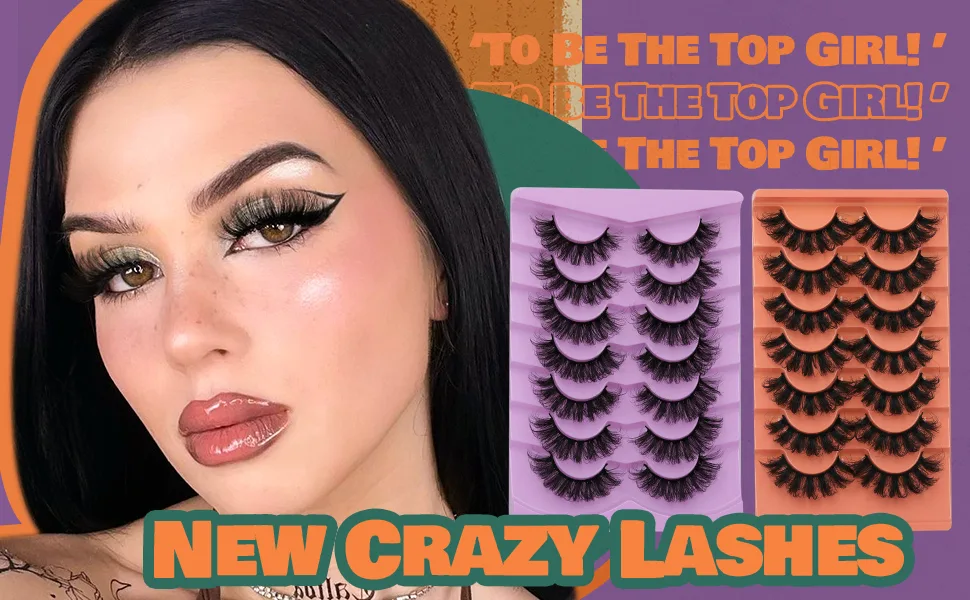 Mink Lashes Fluffy False Eyelashes 20mm Full Wispy Lashes 8D Volume Curly Fake Eyelashes 7 Pairs Multipack by TOOCHUNAG 01 DD FLUFFY - lashes