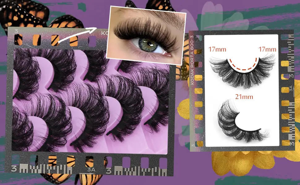 Mink Lashes Fluffy False Eyelashes 20mm Full Wispy Lashes 8D Volume Curly Fake Eyelashes 7 Pairs Multipack by TOOCHUNAG 01 DD FLUFFY - lashes