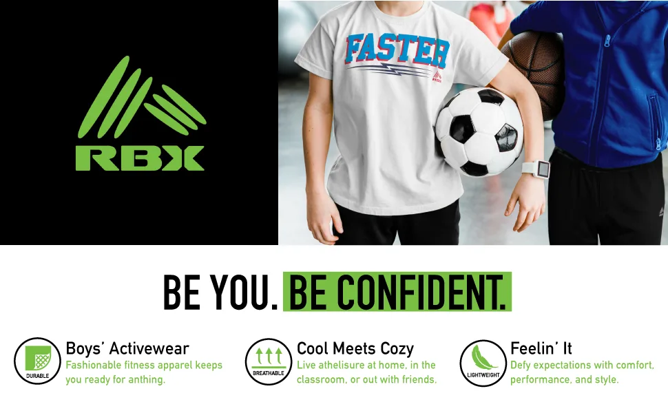 RBX Boys' Athletic T-Shirt - 2 Pack Active Performance Dry-Fit Sports Tee (Size: 4-16) Grey/Charcoal 14-16 - Be You. Be Confident.