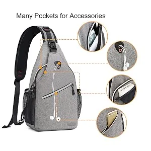 MOSISO Sling Backpack Multipurpose Crossbody Shoulder Bag Travel Hiking Daypack Gray - product information 12