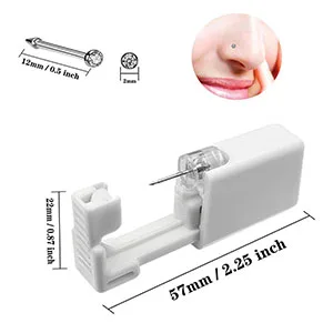 4 Pack Nose Piercing Kit SLVIEKAE Disposable Safe Sterile Piercing Gun Self Nose Piercing Unit For Nose Stud Piercing Kit Tool (Silver) - 4 Pack Nose Piercing Kit