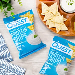 Quest Nutrition Tortilla Style Protein Chips Hot & Spicy High Protein Low Carb Gluten Free 1.1 Ounce (Pack of 12) - Image of Ranch Tortilla Chips