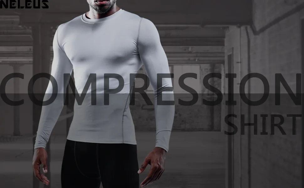 NELEUS Men's 3 Pack Dry Fit Long Sleeve Compression Shirts Workout Running Shirts Large 5030 Black (Red Stripe)/Grey/White 3 Pack - SHIRT
