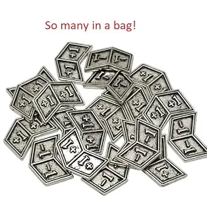 Set of 20 Metal Buff Counters Token Creature Stats or Loyalty Double Sided +1/+1 and -1/-1 for CCG MTG Magic: The Gathering Silver Tone - So many