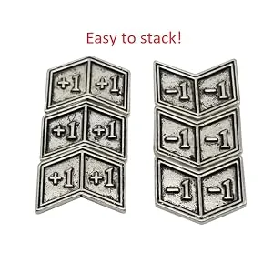 Set of 20 Metal Buff Counters Token Creature Stats or Loyalty Double Sided +1/+1 and -1/-1 for CCG MTG Magic: The Gathering Silver Tone - stack