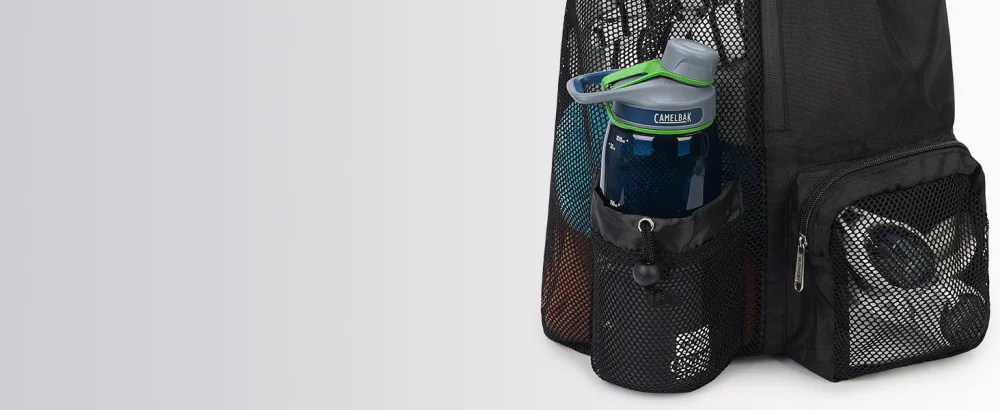 WANDF Swim Bag Mesh Drawstring Backpack with Wet Pocket Beach Backpack for Swimming Gym and Workout Gear Navy Blue Large - 6040