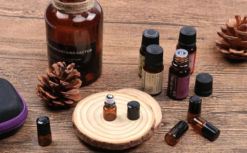 Furnido 25 Pack 1ml Amber Glass Roll on Bottle For Essential Oils Perfume Vial with Stainless Steel Roller Ball Black Caps Mini Sample Vials Cosmetics Small Container - product information 6
