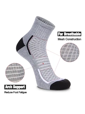 FLYRUN Men's Athletic Ankle Quarter Socks Men Comfort Cushion Moisture Wicking Work Sock 6 Pack Black 6 - FLYRUN Mens Athletic Socks