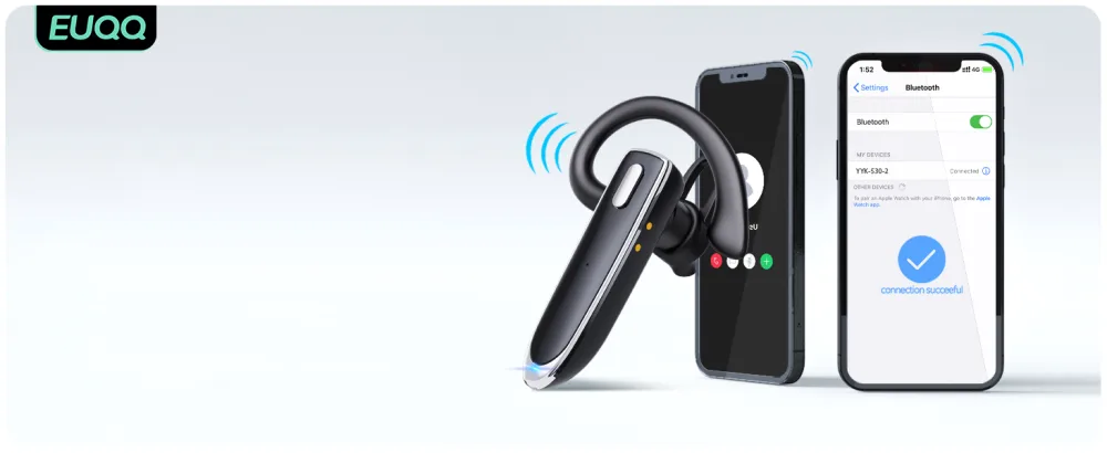 EUQQ Bluetooth Earpiece for Cellphone Bluetooth V5.1 Headset Wireless Headphone with Noise Canceling Microphone for Office Driving Hands-Free Earphones Compatible with Android/iOS (Zeus-Case) - product information 7