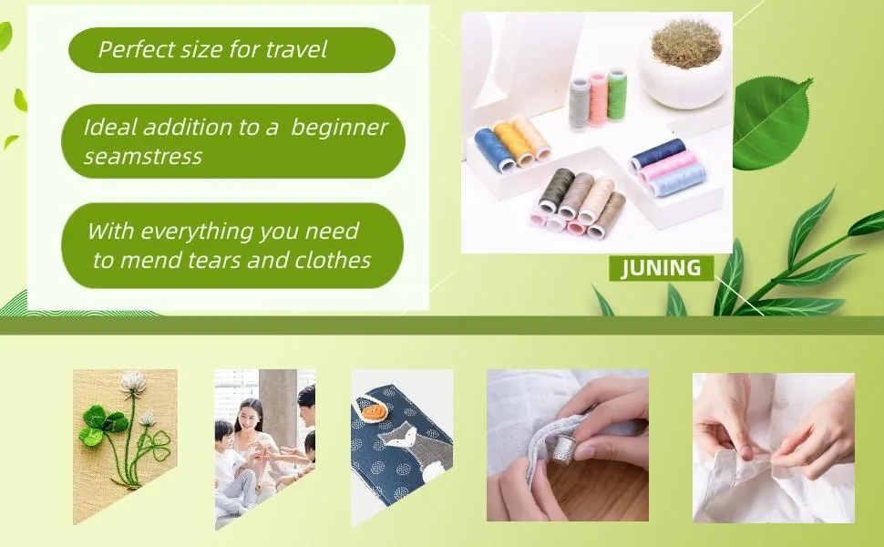 JUNING Sewing Kit with Case Portable Sewing Supplies for Home Traveler Adults Beginner Emergency Kids Contains Thread Scissors Needles Measure etc 2-18 colour - sewing kit