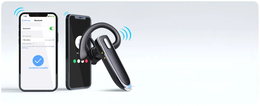 Bluetooth Headset Wireless Earpiece with MIC for Cell Phones 2022 New Hands-Free Wireless Headset 80H Talking Time with Charging Case Single Ear Bluetooth Earphone for Driving 530-2 - Extensive connectivity