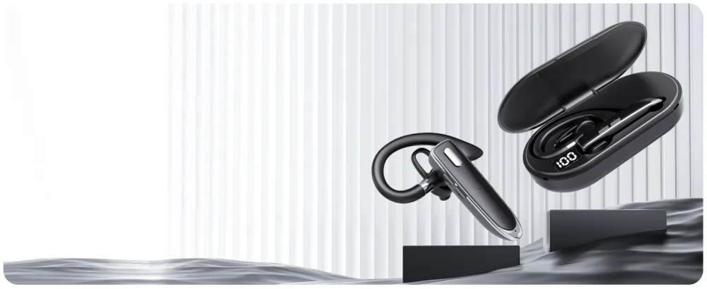 Bluetooth Headset Wireless Earpiece with MIC for Cell Phones 2022 New Hands-Free Wireless Headset 80H Talking Time with Charging Case Single Ear Bluetooth Earphone for Driving 530-2 - Portable charging case