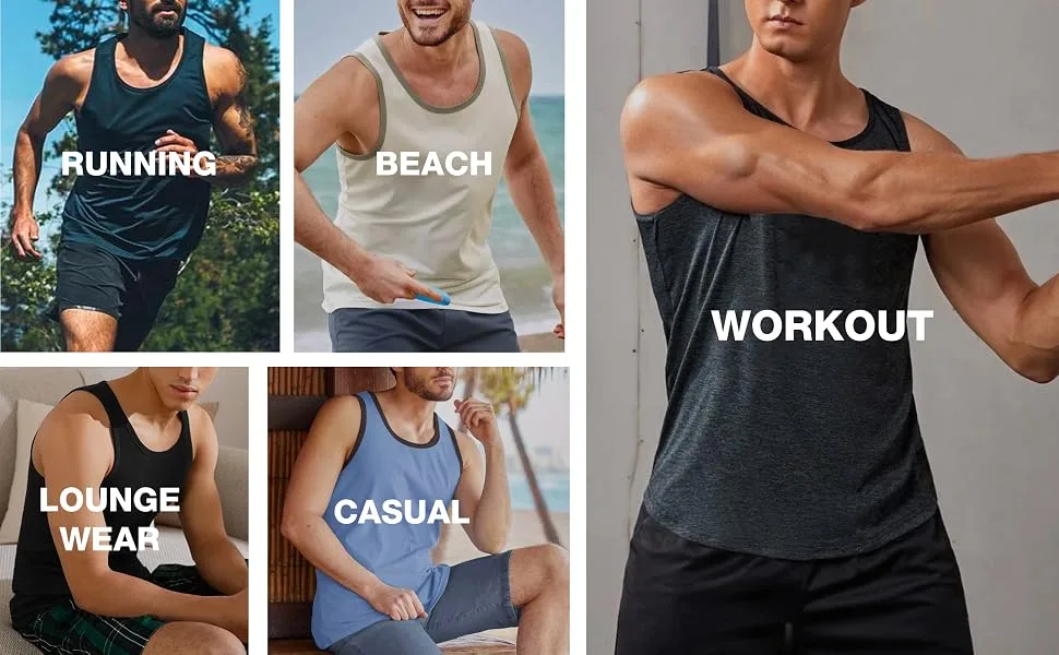 Hat and Beyond Mens Tank Top Basic Athletic Workout Beach Jersey Shirts XX-Large 3pack Black - 04.main