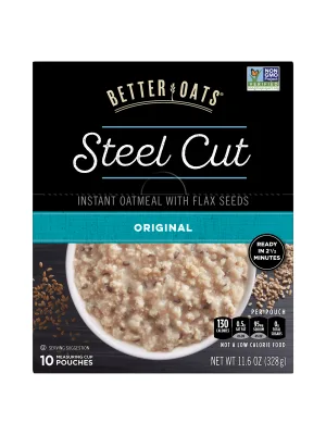 Better Oats Steel Cut Instant Oatmeal with Flax Seeds Original 11.6 Ounce (Pack of 6) - unspecified