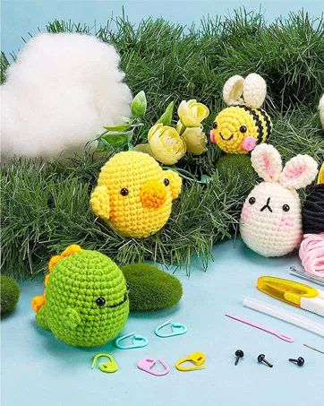 PP OPOUNT Beginner Crochet Kit - Cute Bee & Ladybug Complete Crochet Kit for Beginners Starter Pack for Adults and Kids Includes Step-by-Step Instruction and Video Tutorials (Patent Product) - crochet kit
