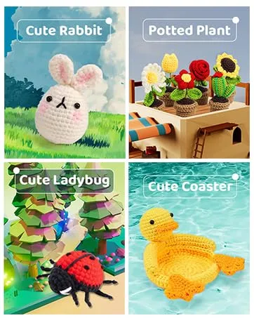 PP OPOUNT Beginner Crochet Kit - Cute Bee & Ladybug Complete Crochet Kit for Beginners Starter Pack for Adults and Kids Includes Step-by-Step Instruction and Video Tutorials (Patent Product) - crochet kit for beginners