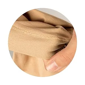 Amazon Brand - Solimo Open Toe Compression Socks for Men & Women Knee High Sheer Beige 15-20mmHg Large 1 Pair Large (Pack of 1) - seam