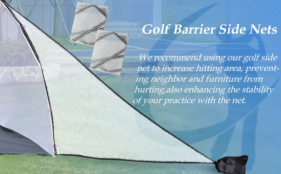 Golf Barrier Net with 2 Packs Golf Mesh Side Net Attachment Golf Cage Net Golf Triangle Side Wings Golf Barrier Wing Net for All Golf Nets by Galileo Sports 8.5x6in - Golf barrier net