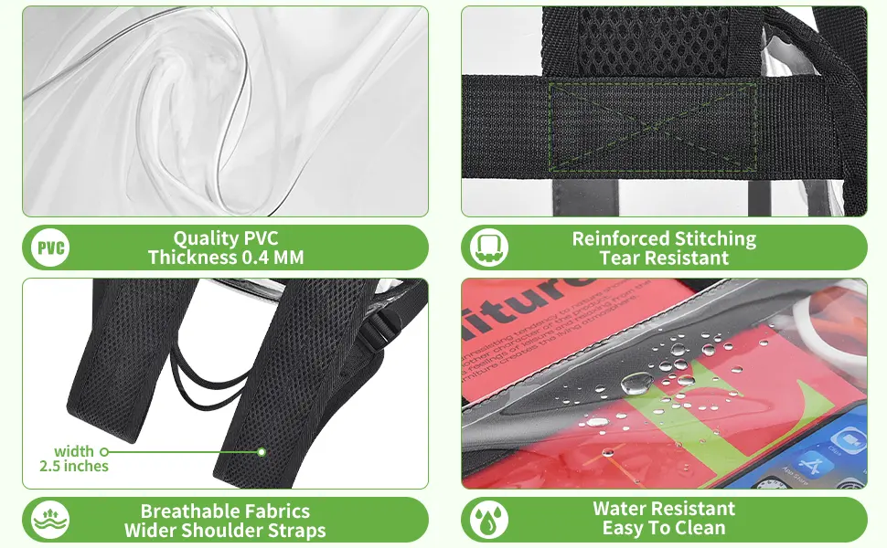 MAY TREE Clear Backpack 12x12x6 Stadium Approved Clear Mini Backpack with Reinforced Shoulder Straps Heavy Duty Clear Backpack for School Travel Sport Event - clear backpack stadium approved small clear backpack heavy duty clear backpack 12x12x6 for school
