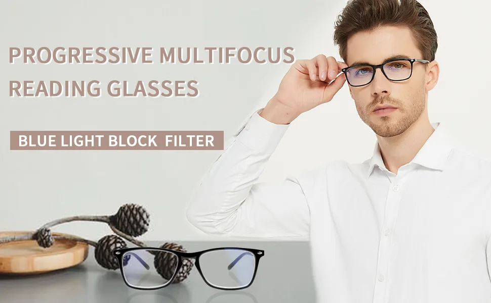 Sumkyle 3 Pack Progressive Multifocus Reading Glasses for Men Women Blue Light Blocking Spring Hinges Computer Readers (3 Black 2.00) 3 Black 2.0 x - 3 Pack Progressive Reading Glasses