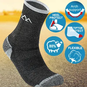 innotree 3 Pack Men's Merino Wool Hiking Socks Full Cushioned Hiking Walking Socks Moisture Wicking Micro Crew Socks - Comfort and performance Moisture Wicking Quarter Crew Socks