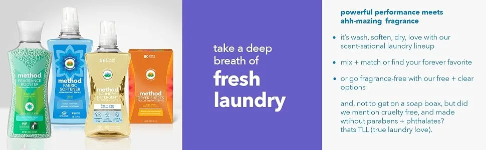 Method Dryer Sheets Fresh Air 80 Sheets 2 pack Packaging May Vary - laundry, detergent, fabric softener, dryer sheets, fragrance boosters