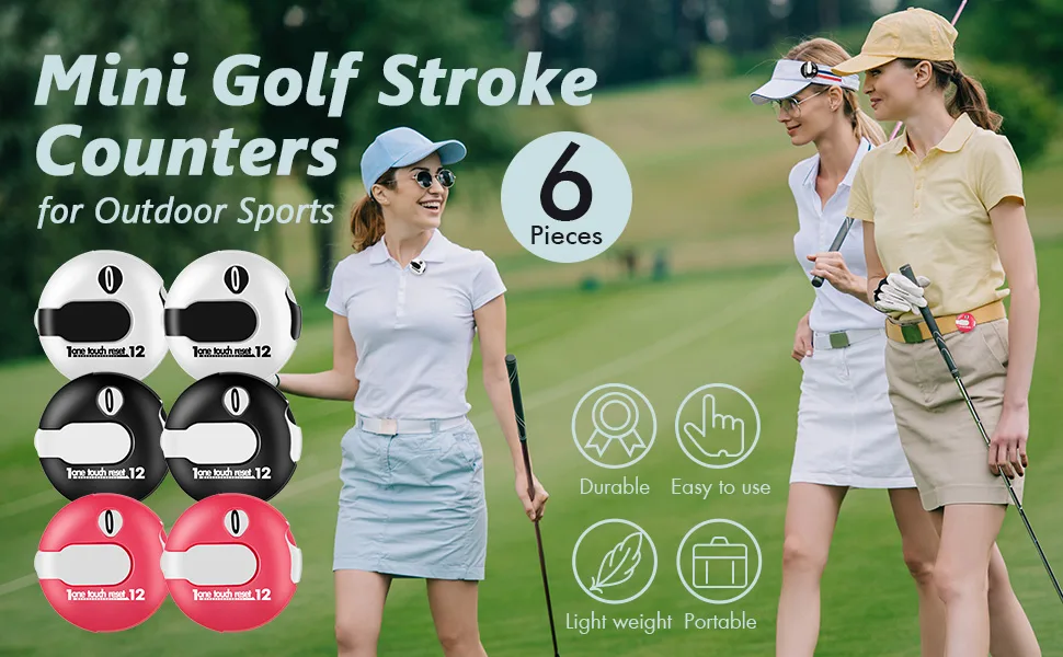 Frienda Golf Score Counter Mini Golf Stroke Counter Simple Attachment Scorekeeper Up to 12 Shots Score with One Touch Reset Clip 6 Pieces - product information 2