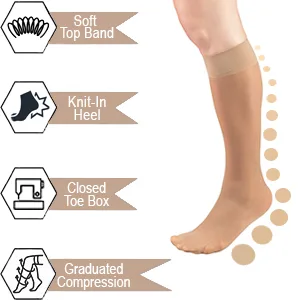 Truform Compression 8-15 mmHg Sheer Knee High Stockings Beige Medium 2 Count (1763BG-M 2PK) Medium (Pack of 2) Beige - szdc