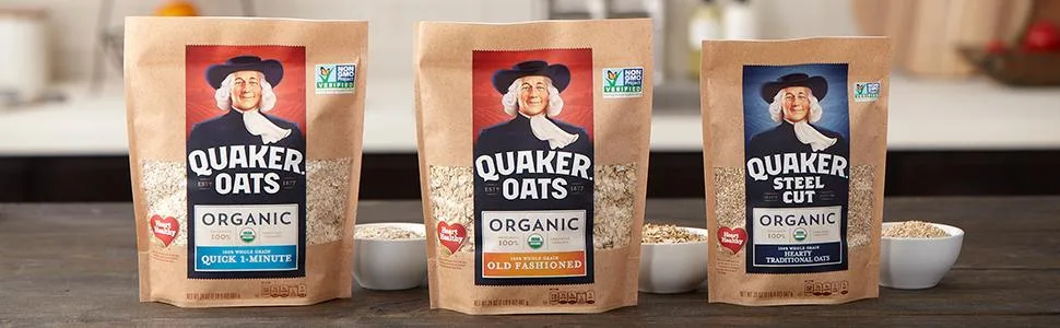 Quaker Old Fashioned Rolled Oats USDA Organic Non GMO Project Verified 24oz Resealable Bags (Pack of 4) Organic Standard Old Fashioned - quaker oatmeal bulk bags