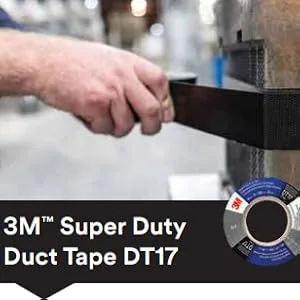 3M Duct Tape DT8 3 Pack Industrial Strength Multi-Use Black 1.88" x 60 yd Professional Grade Adhesive Black 3 Rolls Duct Tape - Hand applying 3M Super Duty Duct Tape DT17 around metal beam