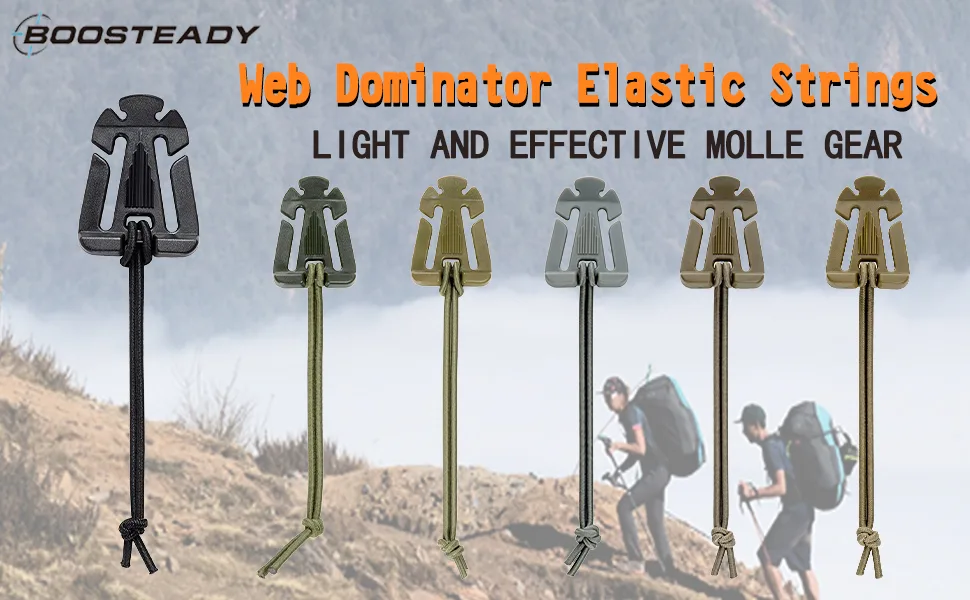 BOOSTEADY Pack of 10 Tactical Gear Clip Molle Web Dominators for Outdoor Hydration Tube Backpack Straps Management with Zippered Pouch Black - product information 1