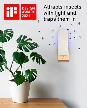 Mosalogic Flying Insect Trap Plug-in Mosquito Killer Indoor Gnat Moth Catcher Fly Tapper with Night Light UV Attractant Catcher for Home Office White-1PACK 1Pack White - product information 3