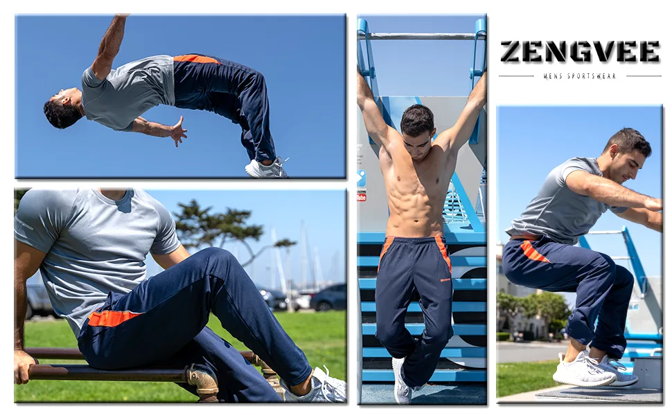 ZENGVEE 3 Pack Mens Polyester Sweatpants with Pockets Large 1 0430 Red Blue Navy 3 Pcs - product information 5
