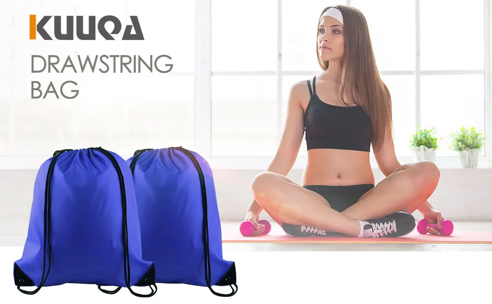 KUUQA 12 Pcs Drawstring Backpack Bags Sport Gym Sack Cinch Bags Bulk for School Traveling and Storage (Blue) - product information 1