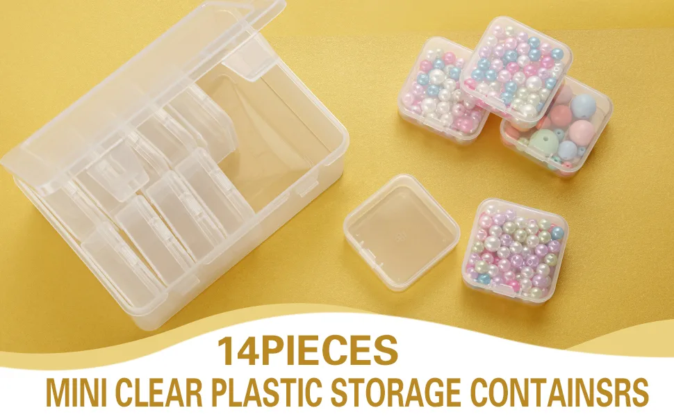 Mathtoxyz Small Bead Organizers 15 Pieces Plastic Storage Cases Mini Clear Bead Storage Containers Transparent Boxes with Hinged Lid and Rectangle Clear Craft Supply Case - Bead Organizers