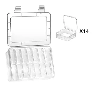 Mathtoxyz Small Bead Organizers 15 Pieces Plastic Storage Cases Mini Clear Bead Storage Containers Transparent Boxes with Hinged Lid and Rectangle Clear Craft Supply Case - Mini Bead Organizers 14PCS