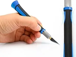 FOSHIO 2 Pack Precision Craft Knife Set with 20 Pieces Replacement Blades Ergonomic Non-Slip Handle Hobby Knife with Protective Cover for Art Craft Scrapbooking Stencil (Blue) - precision knife, exacto, hobby knife blades, exacto knives, paper knife, crafting knife