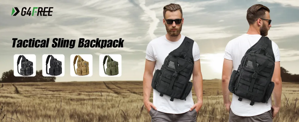 G4Free Tactical EDC Sling Bag Backpack with Pistol Holster Military Shoulder Backpack for Concealed Carry Black - product information 12