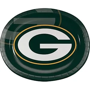 Creative Converting Green Bay Packers Oval Plates 24 ct - Green Bay Packers Oval Plates, 24 ct